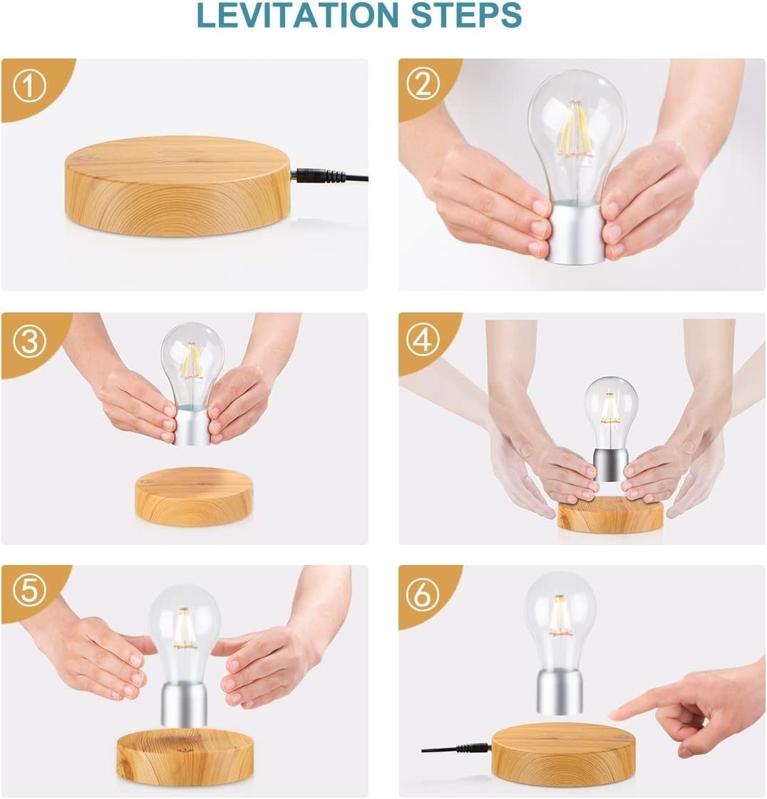 Floating Light Bulb Lamp Magnetic Levitating LED Touch Desk Night Light