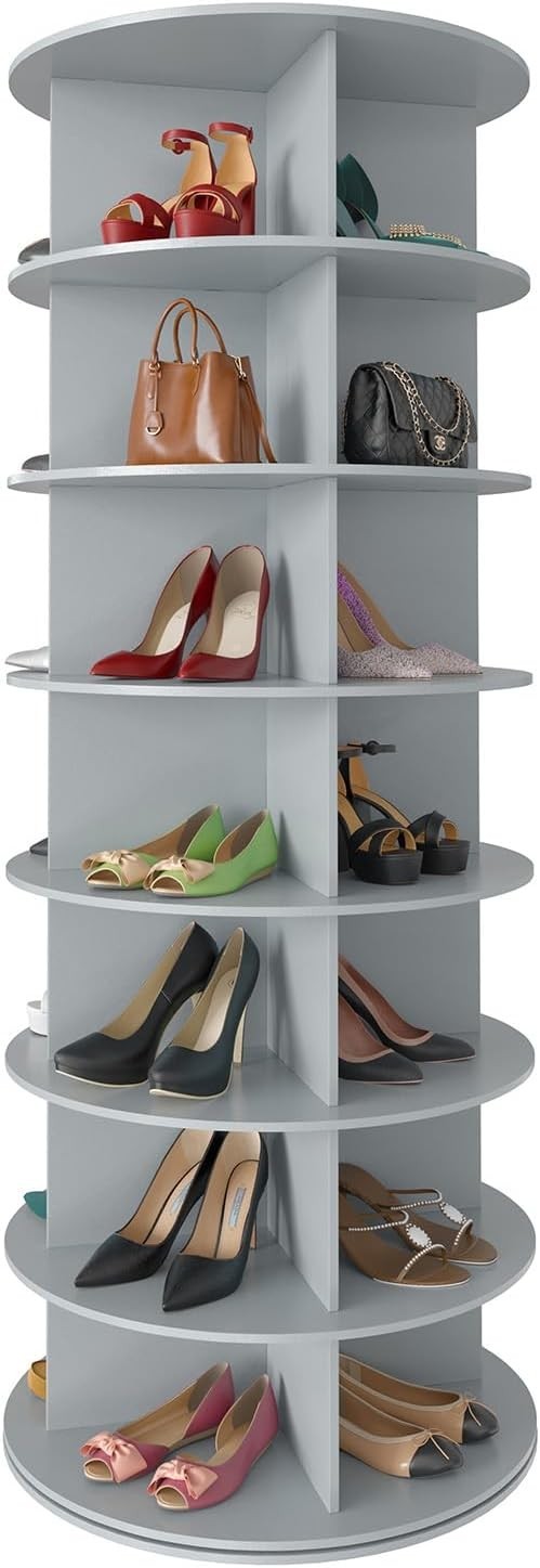 7-Tier Rotating Shoe Rack Tower, Space-Saving Vertical Spinner 160cm High
