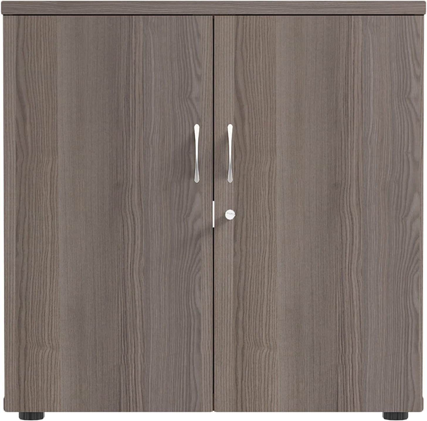 Grey Oak Office Cupboard Double Door Lockable Storage Cabinet with Shelf