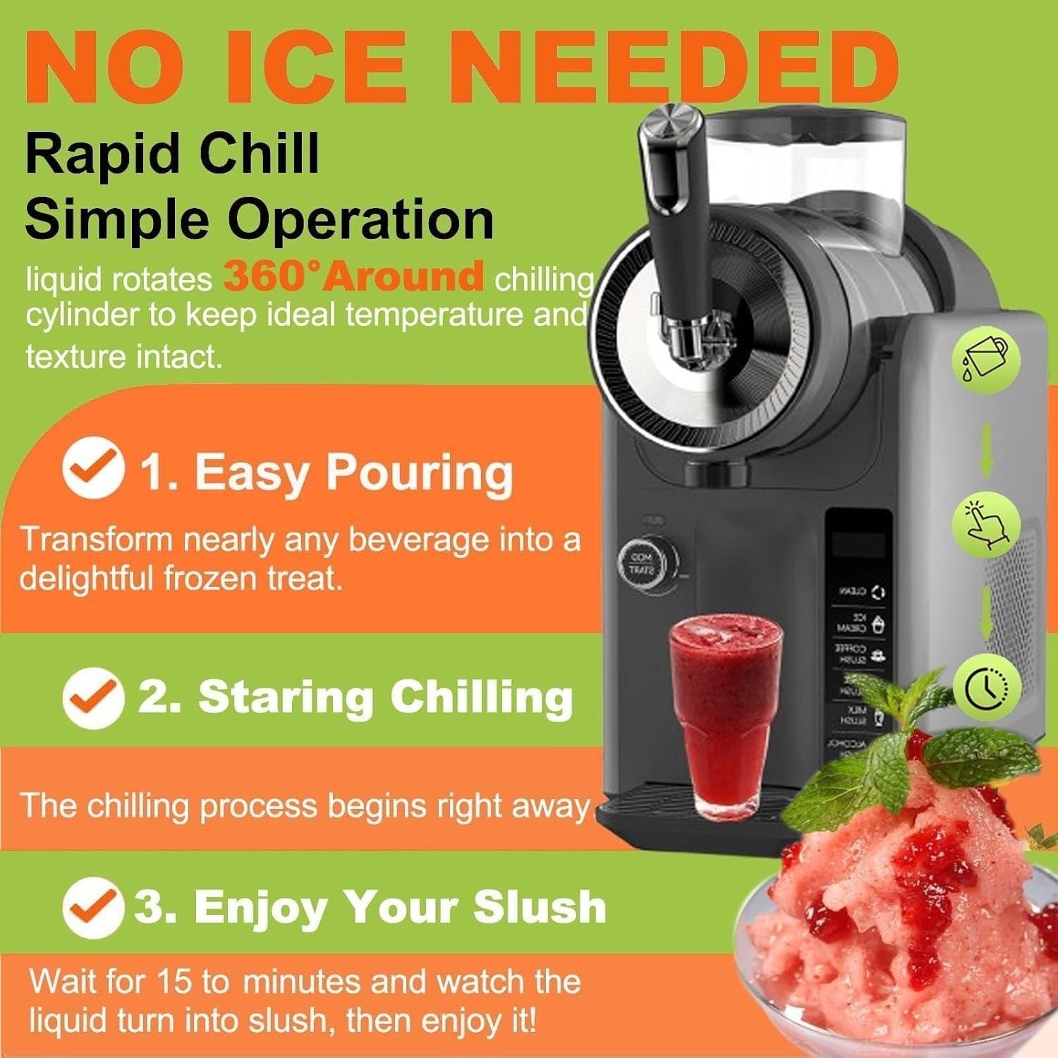 1.8L Slushy Machine Frozen Drink Maker 5 Preset Programs Self-Cleaning Grey