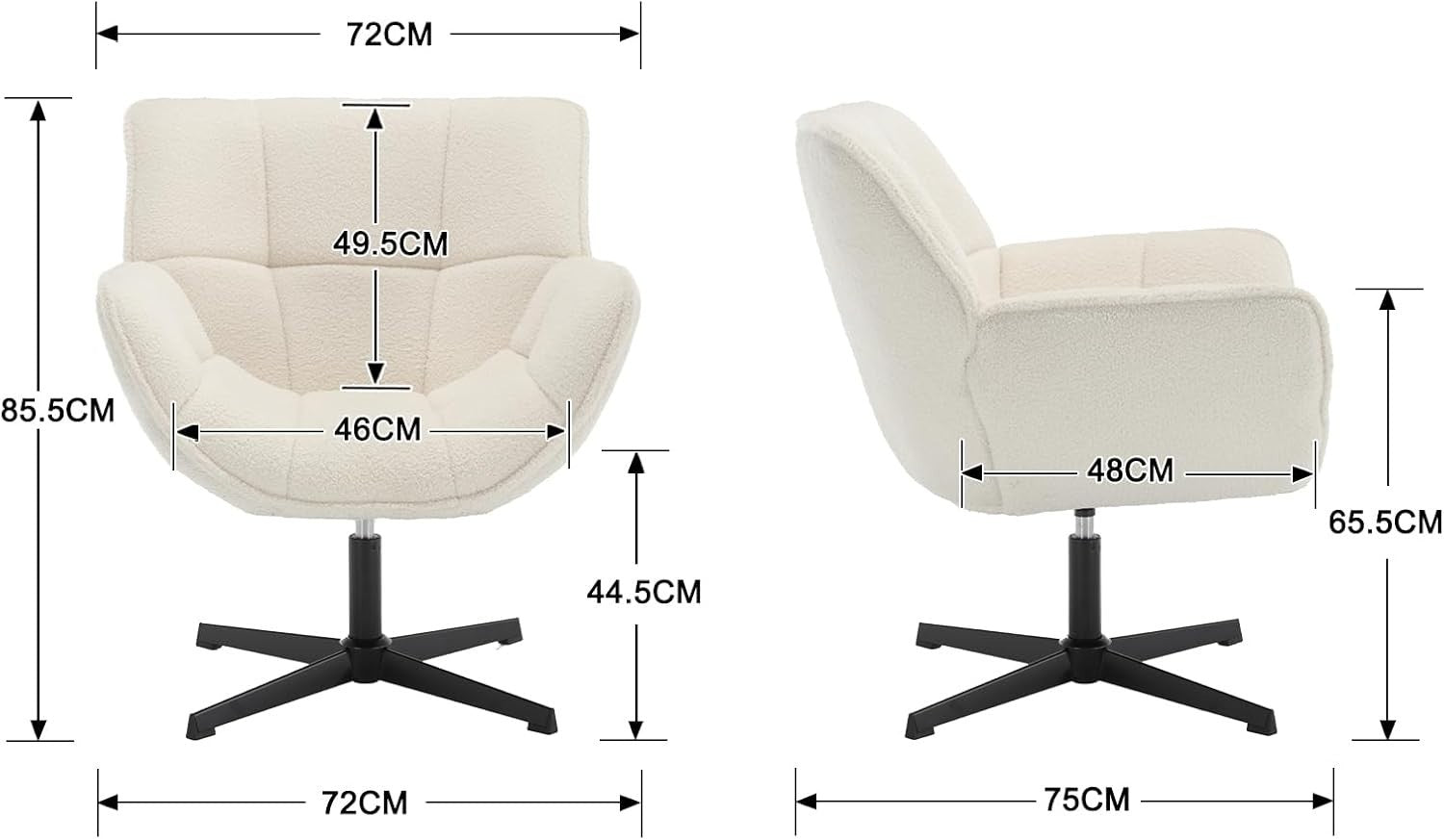 360° Swivel Faux Fur Accent Chair Tub Seat Lounge Chair for Living Bedroom