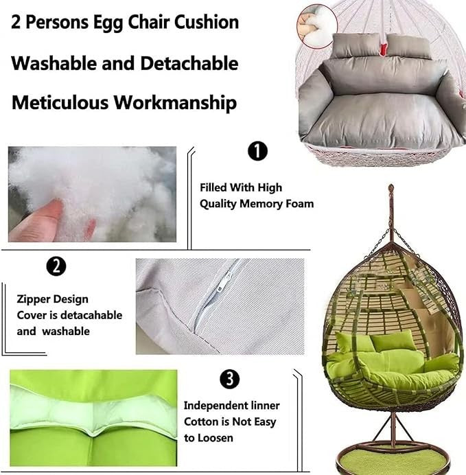 2 Seater Egg Chair Cushion Waterproof Thick Swing Seat Pad Garden Outdoor Pink