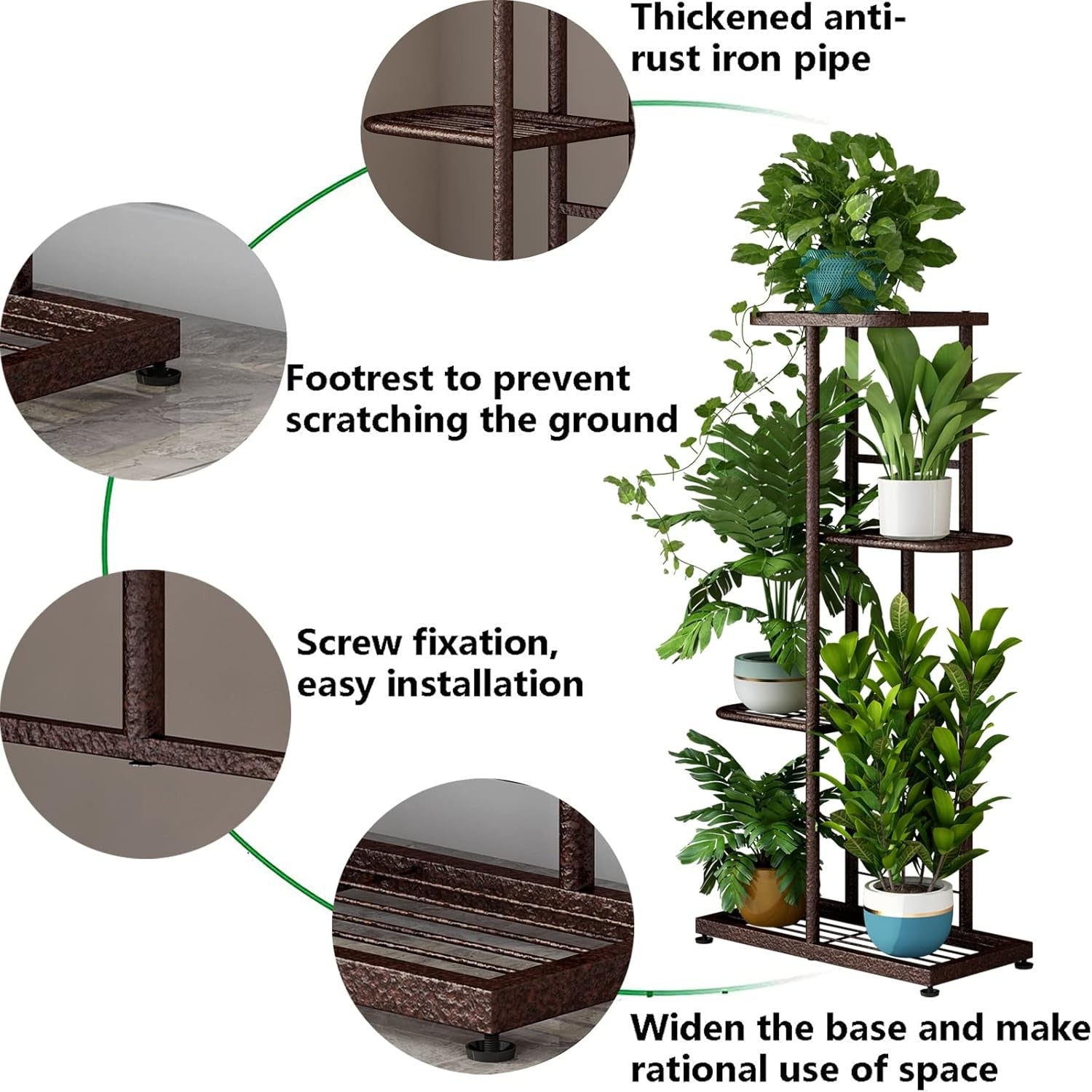 4 Tier Bronze Metal Plant Stand Indoor Outdoor Multi Pot Display Shelf