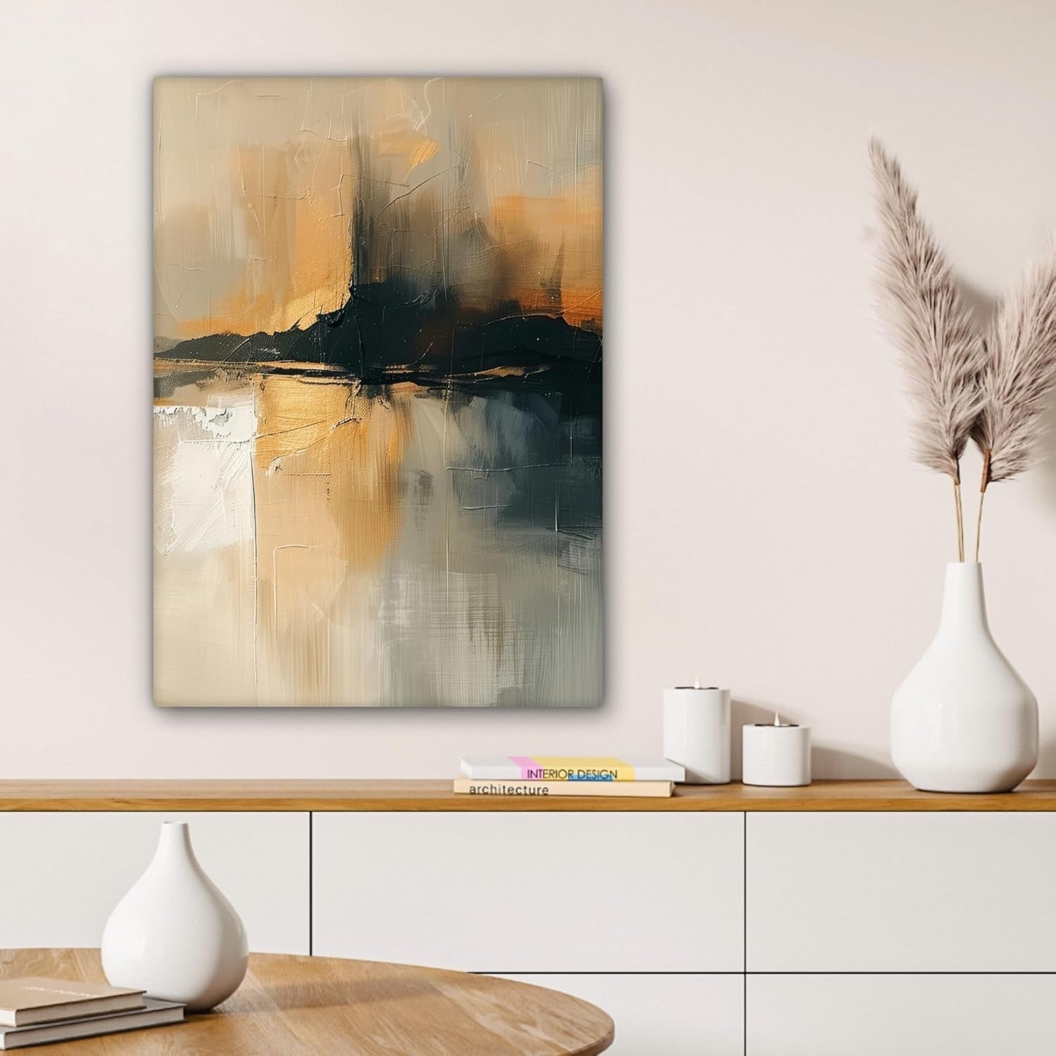 Abstract Landscape Canvas Wall Art 50x70cm Framed Modern