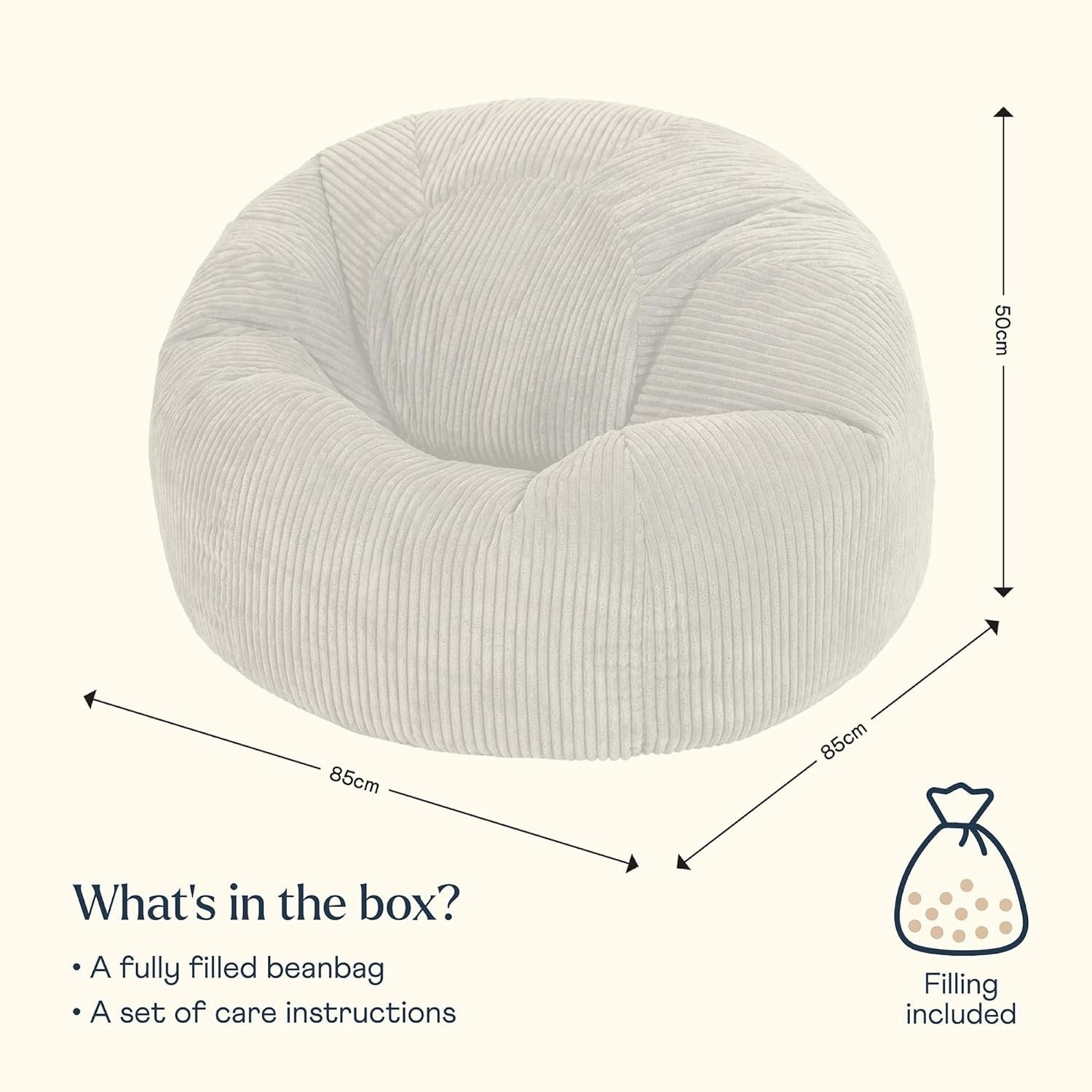 Large Cord Bean Bag Chair for Adults – Soft, Comfy, Durable – Perfect for Living