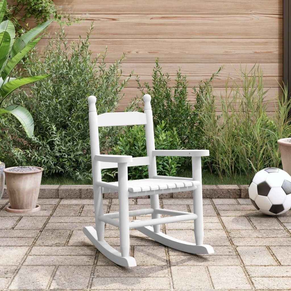 Kids White Wooden Rocking Chair with Waterproof Finish & Safety Design