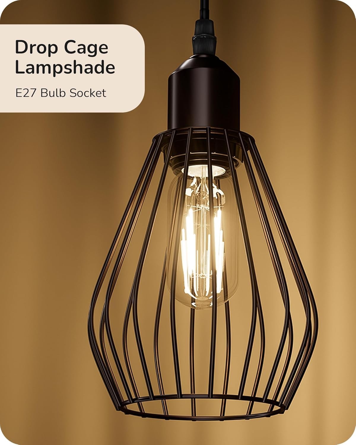 Dimmable Industrial Floor Lamp with Wire Cage Shades & 3 LED Bulbs