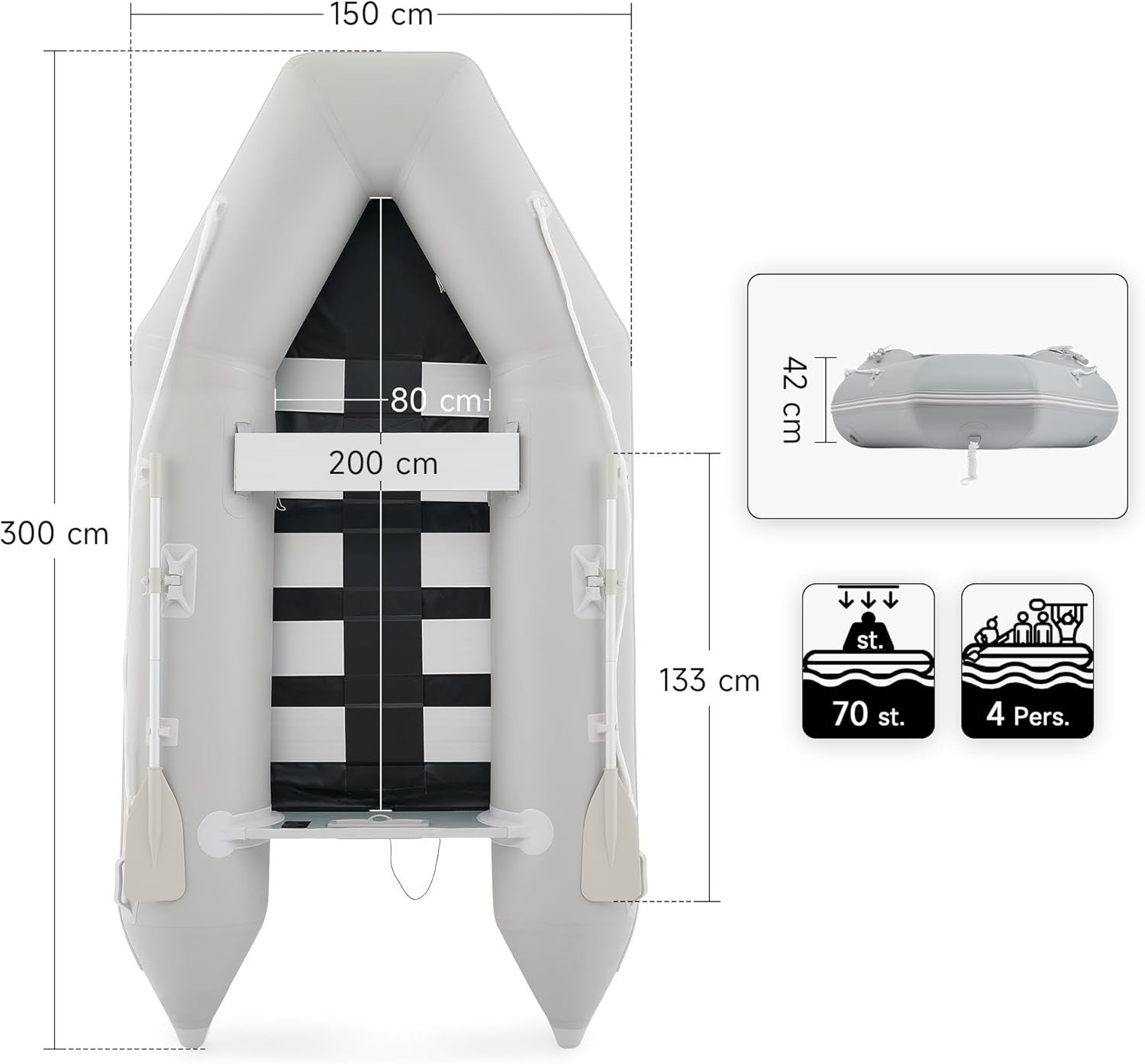 4 Person Inflatable PVC Raft Boat 450kg Fishing Hunting Kayak