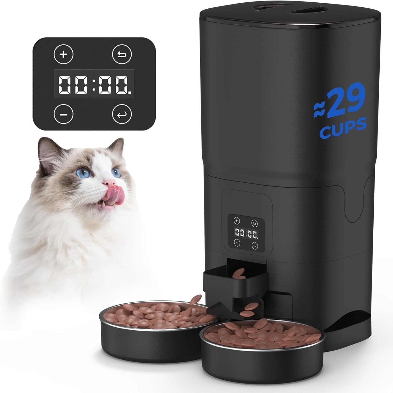 7L Automatic Pet Feeder for 2 Cats Dual Bowl Timed Food Dispenser