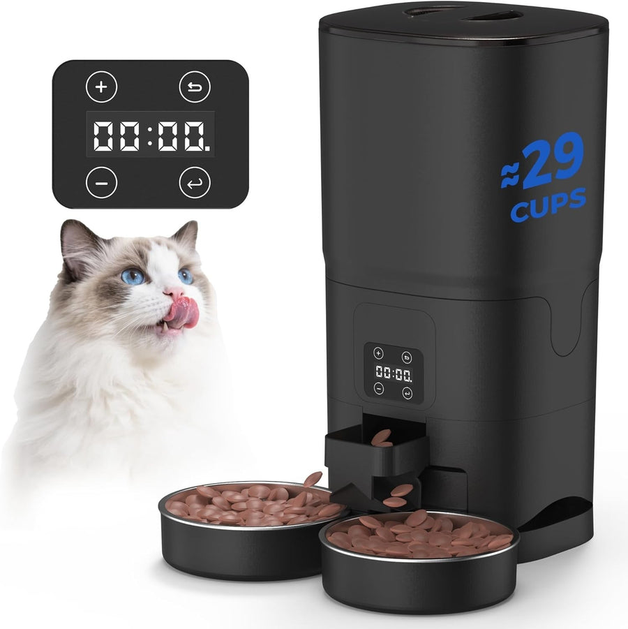 7L Automatic Pet Feeder for 2 Cats Dual Bowl Timed Food Dispenser