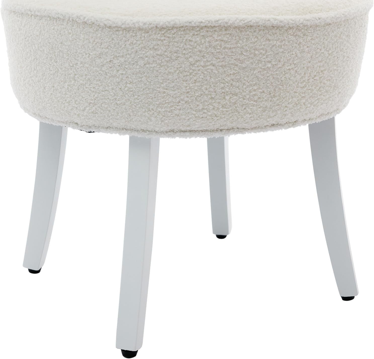 White Teddy Velvet Dressing Table Chair – Tufted Back Makeup Vanity Seat