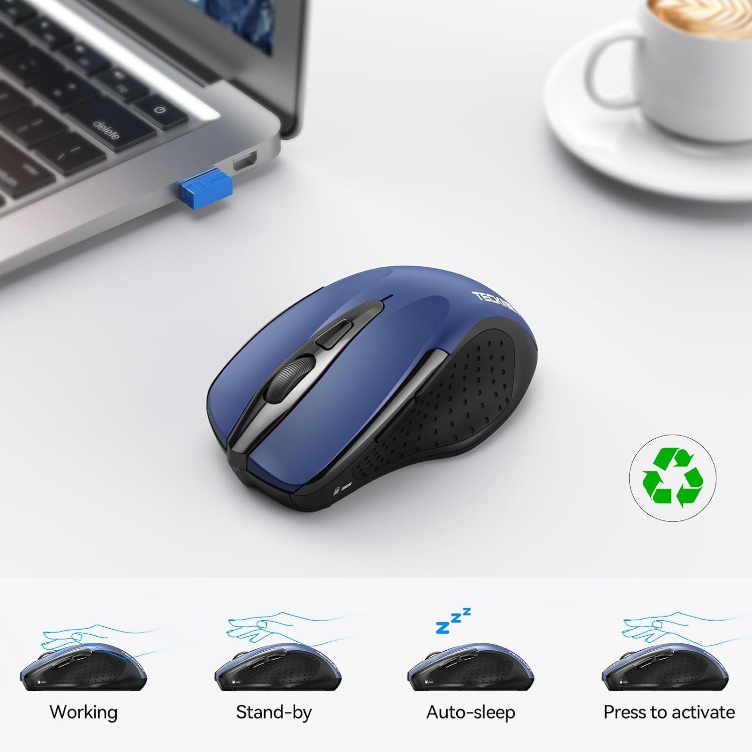 Bluetooth Wireless Mouse 4800 DPI Silent 6 Button Ergonomic Laptop PC