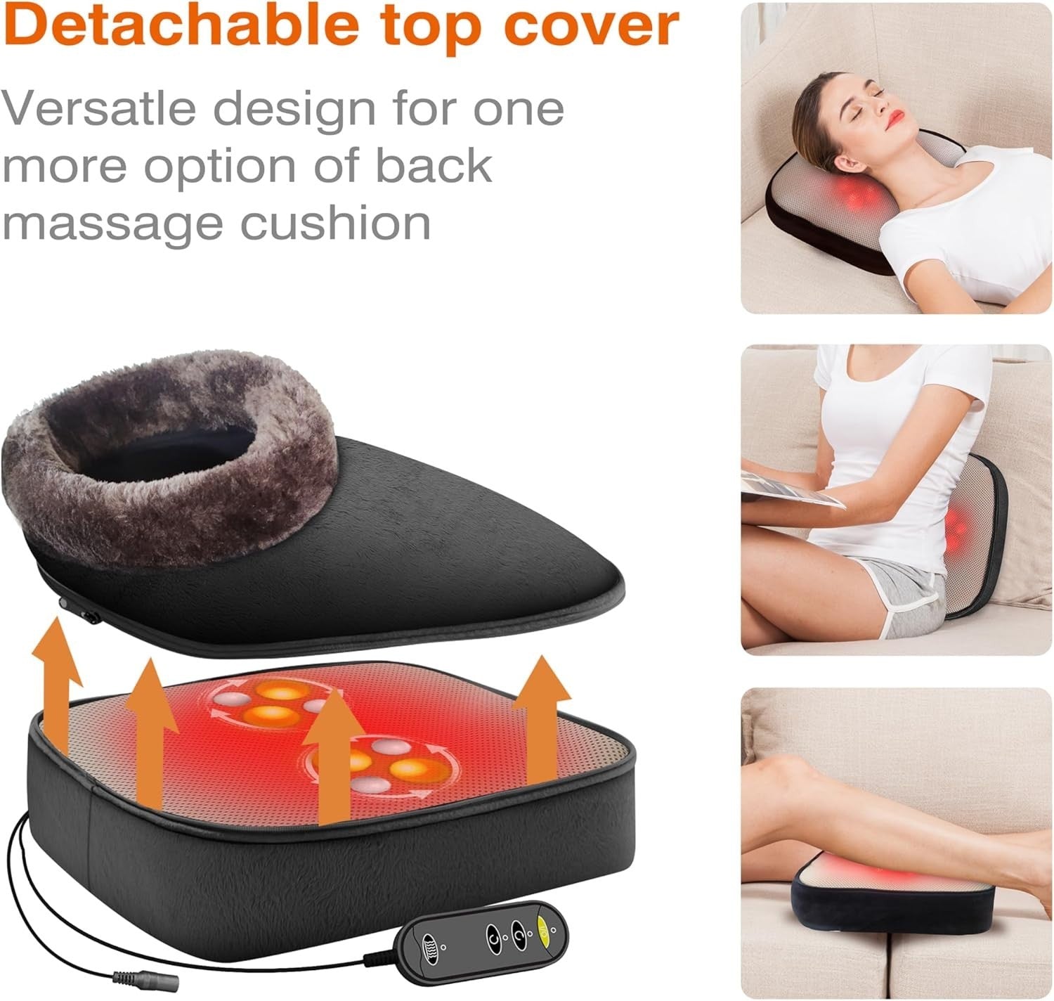 Shiatsu Foot & Back Massager with Heat 2-in-1 Deep Kneading Pain Relief Cushion
