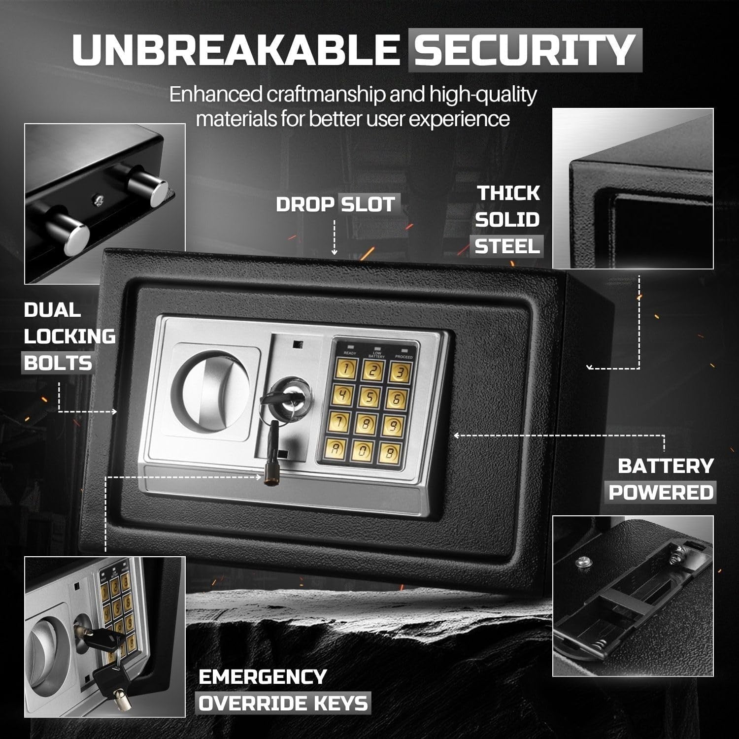 Drop Slot Safe Box Digital Keypad Cash Deposit Security Cabinet Lock