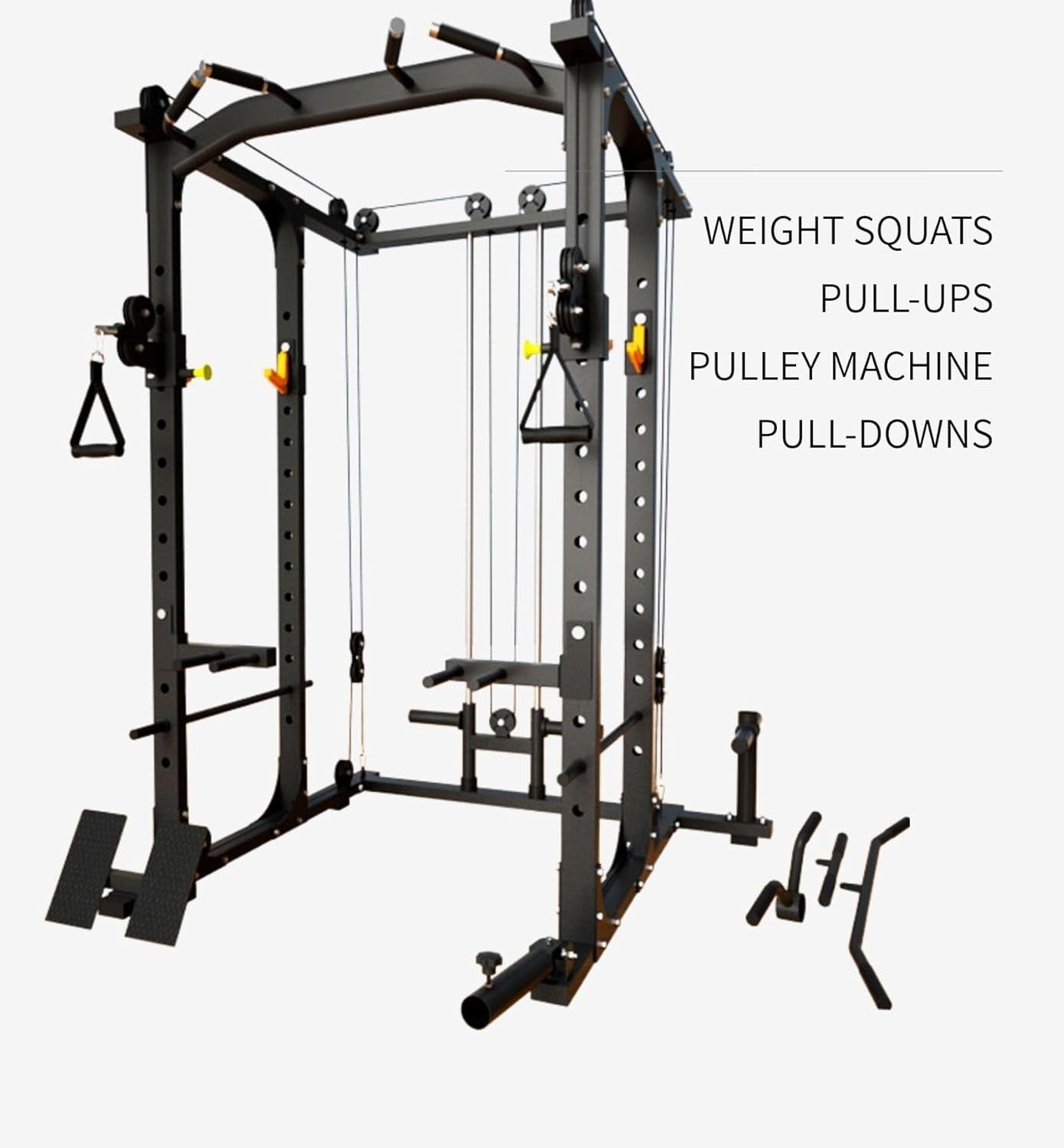 Modern Fitness Power Rack Squat Cage Cable Pulley System Red