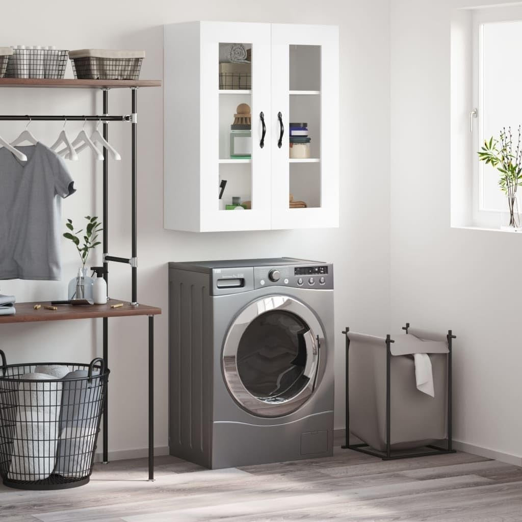 White Wall-Mounted Storage Cabinet with 3 Doors & Versatile Space Saver