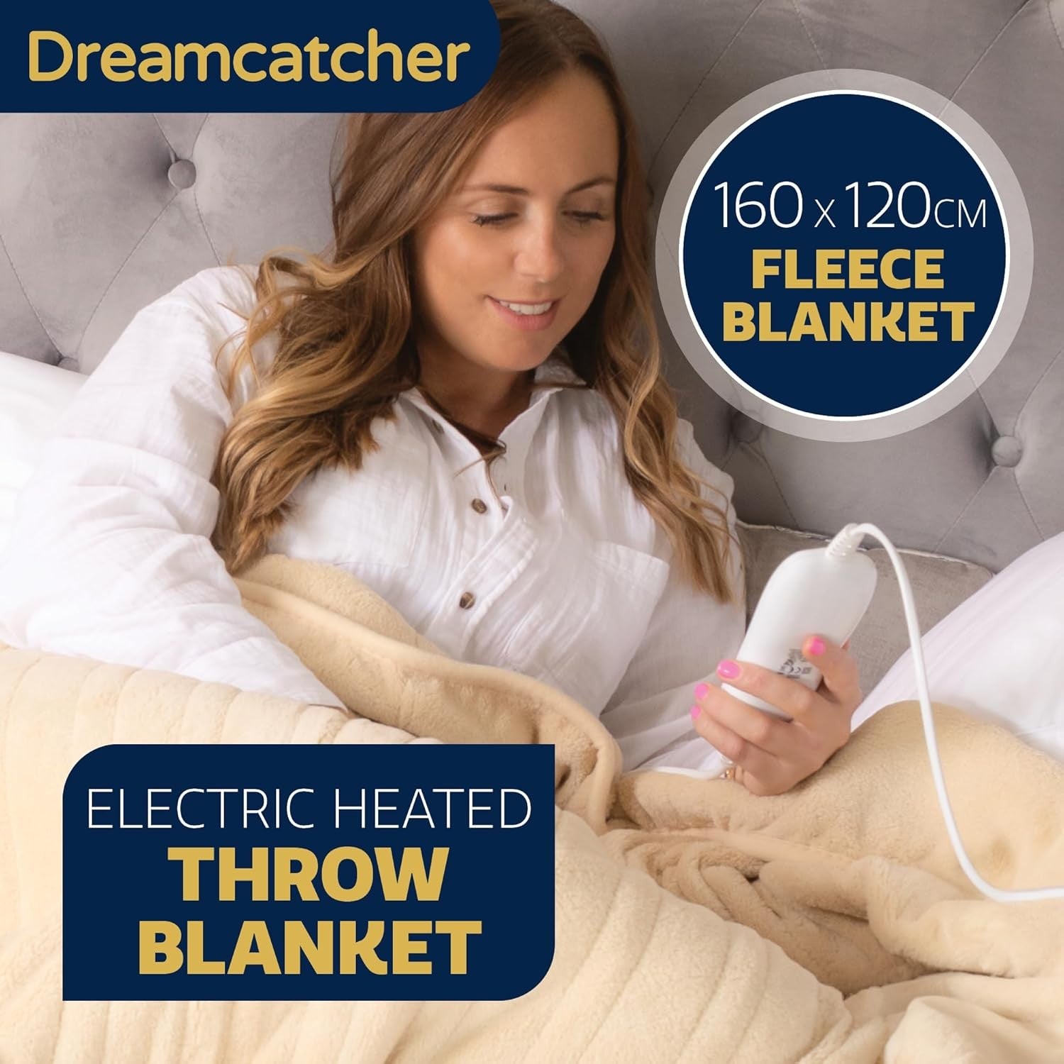 Electric Heated Throw Blanket 160x120cm Soft Fleece 9 Heat Timer Washable