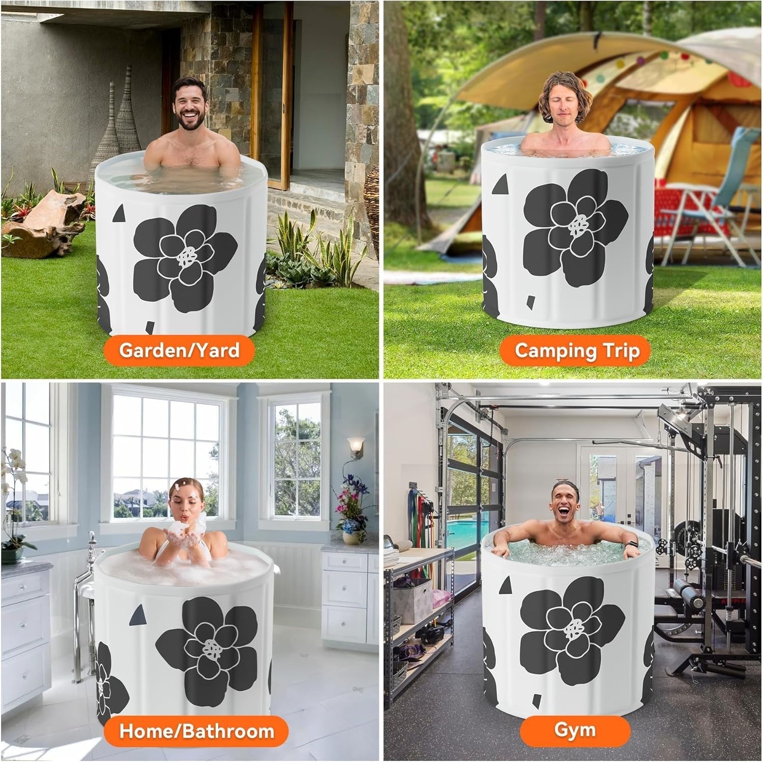 Portable Foldable Adult Bathtub 70x65cm Indoor/Outdoor Ice & Hot Spa Tub