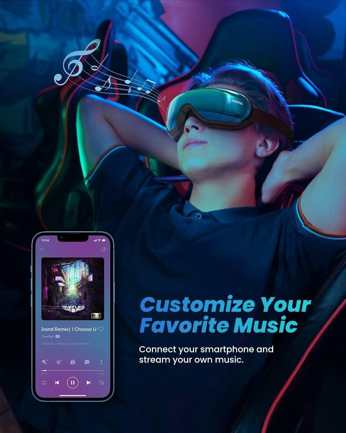 Heated Eye Massager Bluetooth Sleep Mask Dry Eye Strain Relief