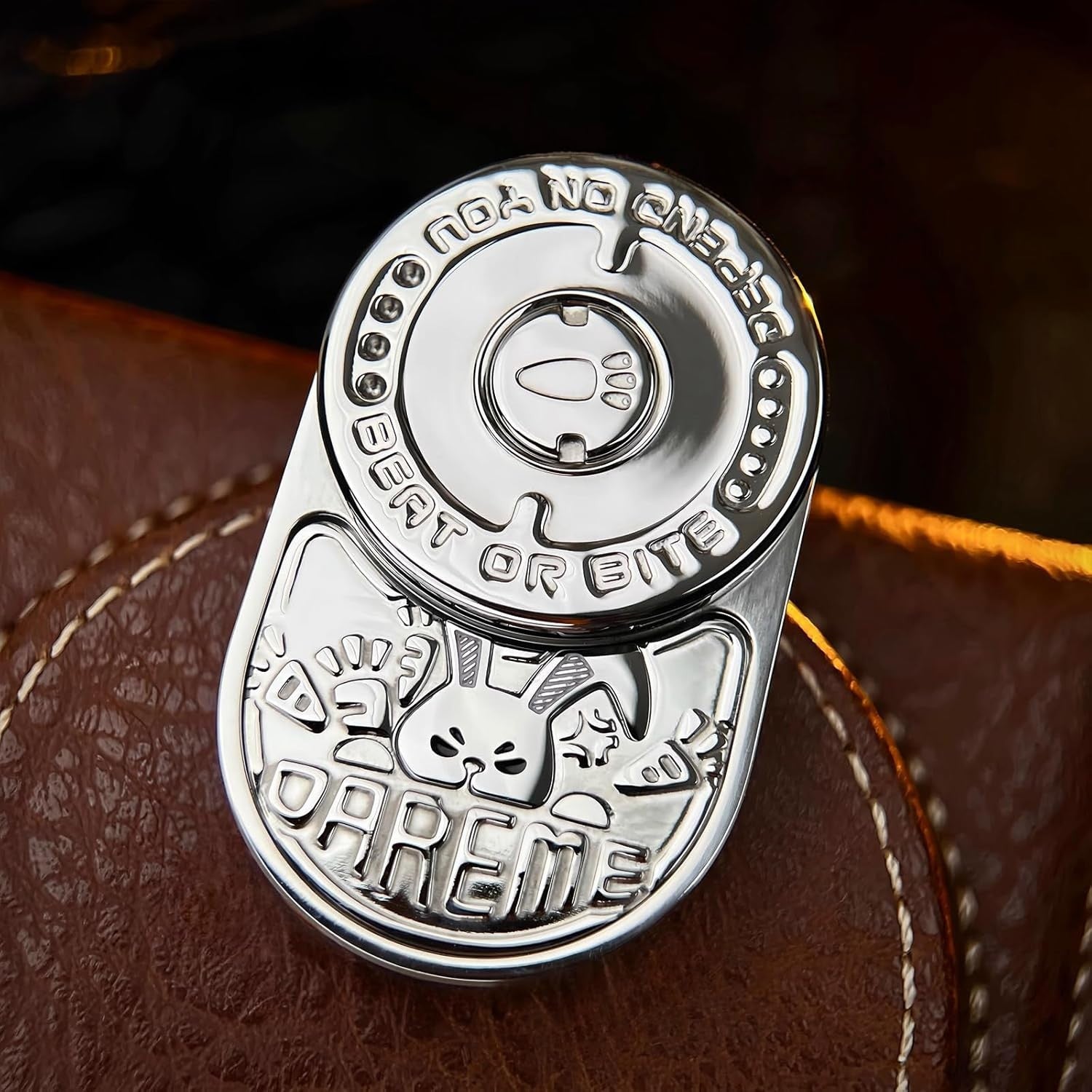 Two-Tone Silver Rabbit Clicker Fidget Stainless Steel EDC Toy