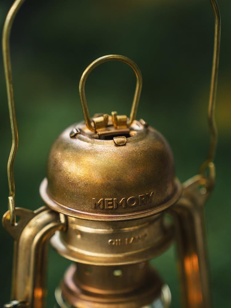 Antique Brass Hurricane Lantern Outdoor Paraffin Lamp 17cm