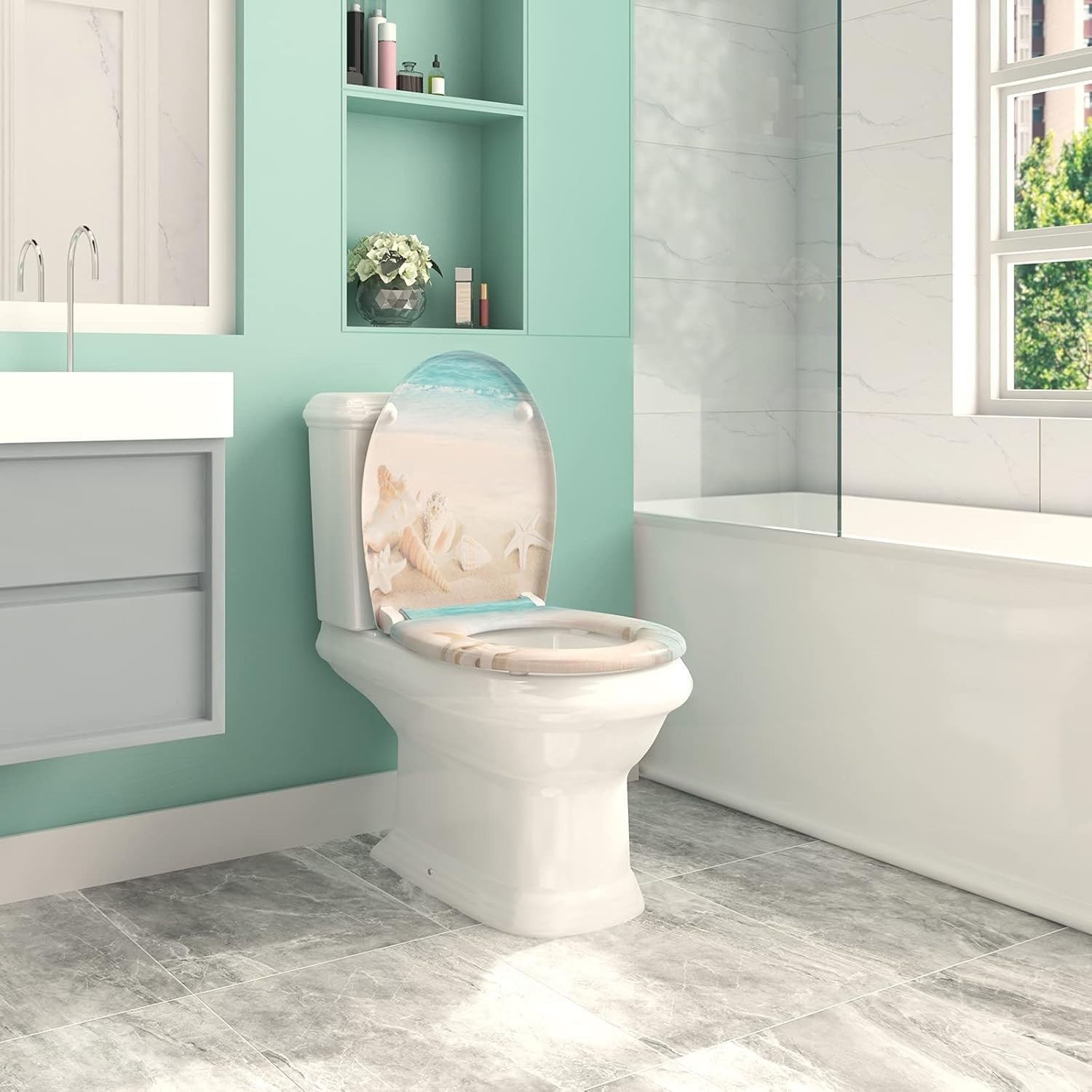 O-Shaped Toilet Seat Soft Close Quick Release Anti-Bacterial Adjustable Hinges