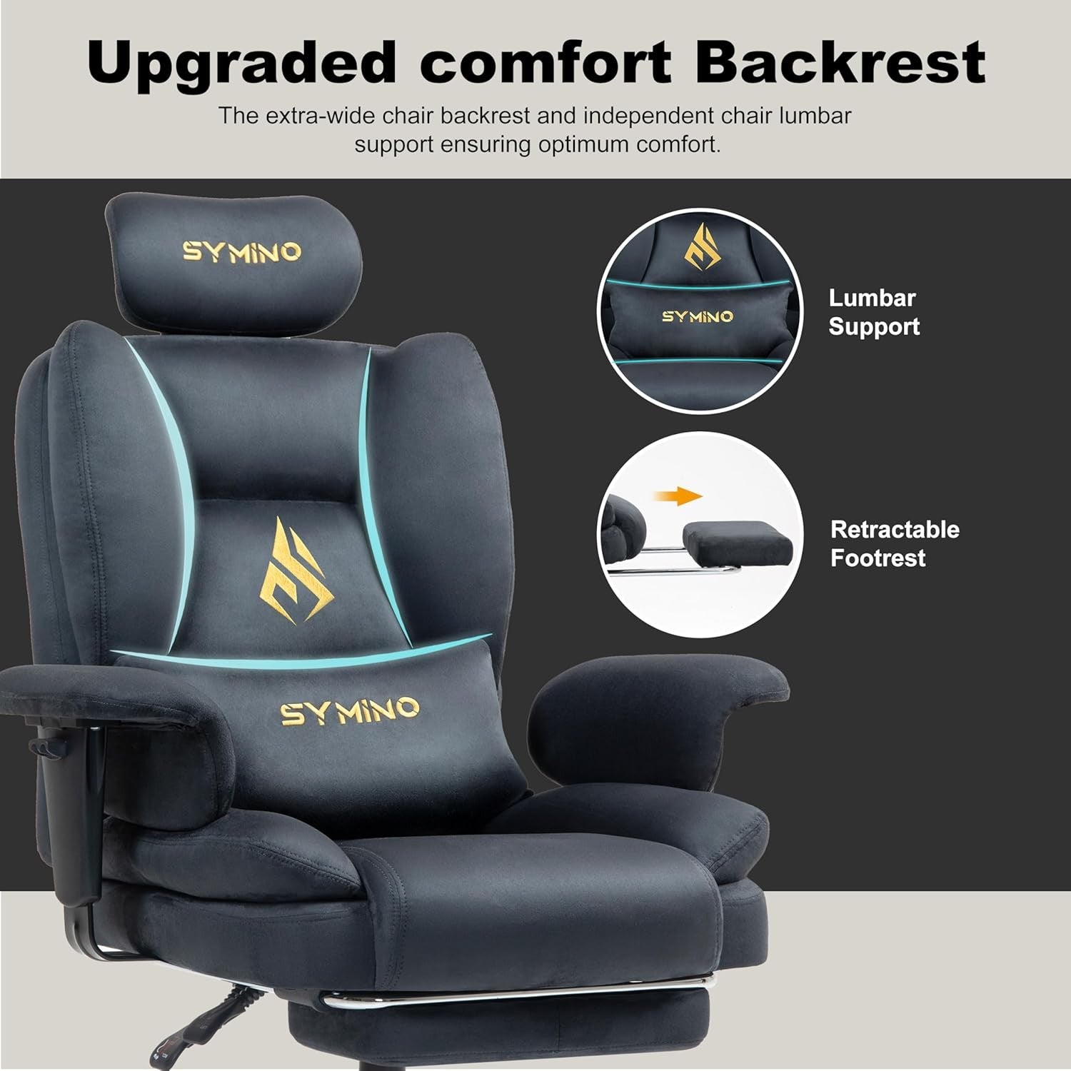 Ergonomic Gaming Office Chair with Footrest Pocket Spring Grey