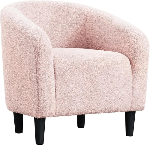 Pink Boucle Accent Tub Chair | Cozy Armchair for Bedroom, Living Room, Café