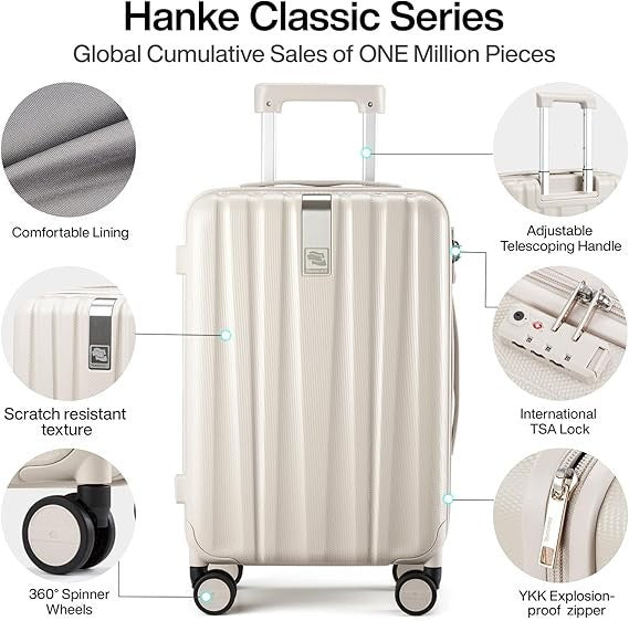 20” Expandable Carry On Hard Shell Luggage Spinner Wheels Lock