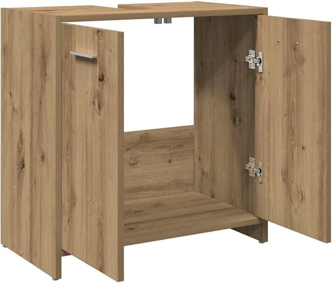 Modern Oak Bathroom Sink Cabinet 60x33x60cm – Moisture Resistant Storage Unit