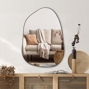 Modern Black Wall Mirror 69x48cm Irregular Vanity Mirror for Hallway