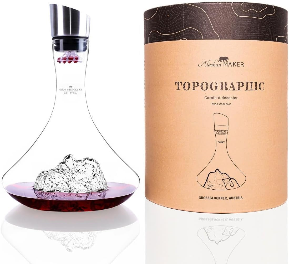 Premium 1.8L Crystal Wine Decanter Hand-Blown Aerator Mountain Grossglockner