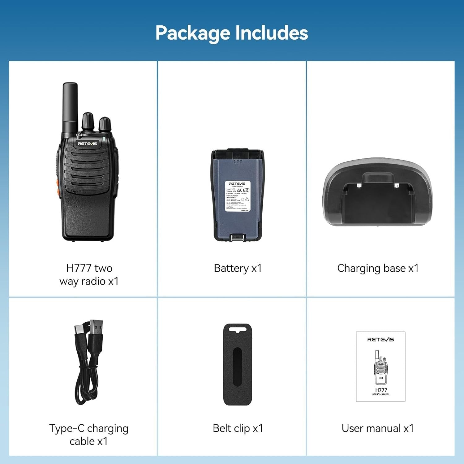 PMR446 Walkie Talkie Rechargeable VOX Flashlight USB-C 16CH Radio