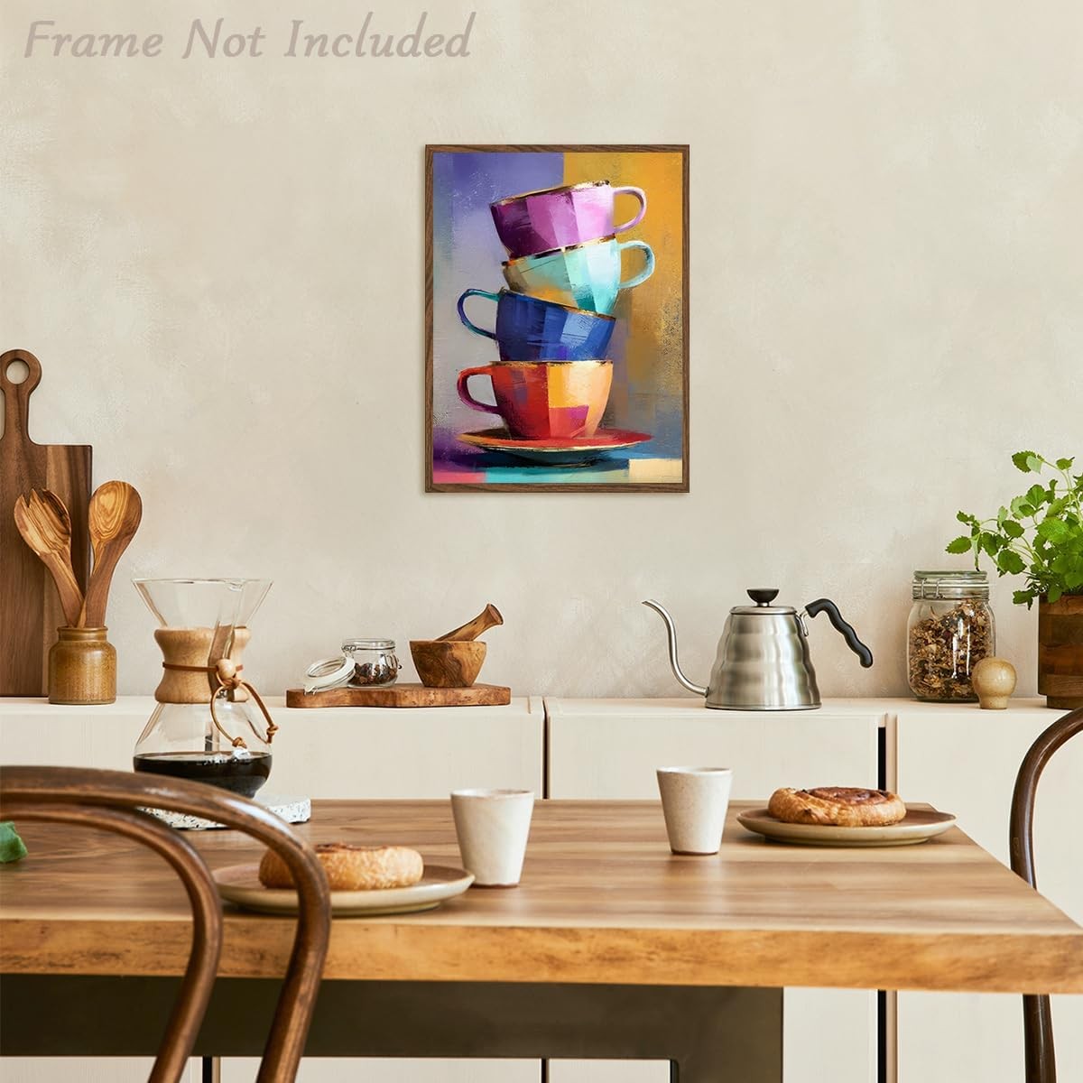 Colorful Coffee Cups Wall Art Print 12x16in Kitchen Cafe Decor