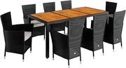8 Seater Rattan Garden Dining Set Outdoor Patio Table Chairs Acacia Wood
