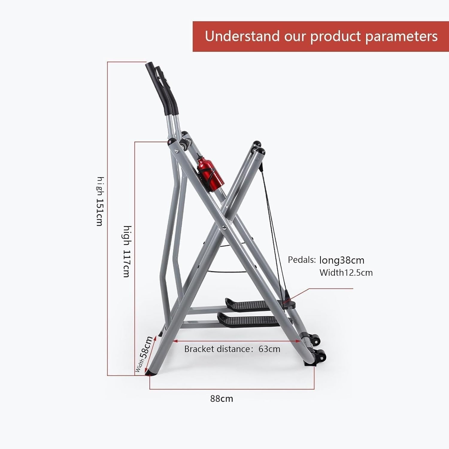 Foldable Air Walker Elliptical Cross Trainer Compact Home Gym Full-Body Workout