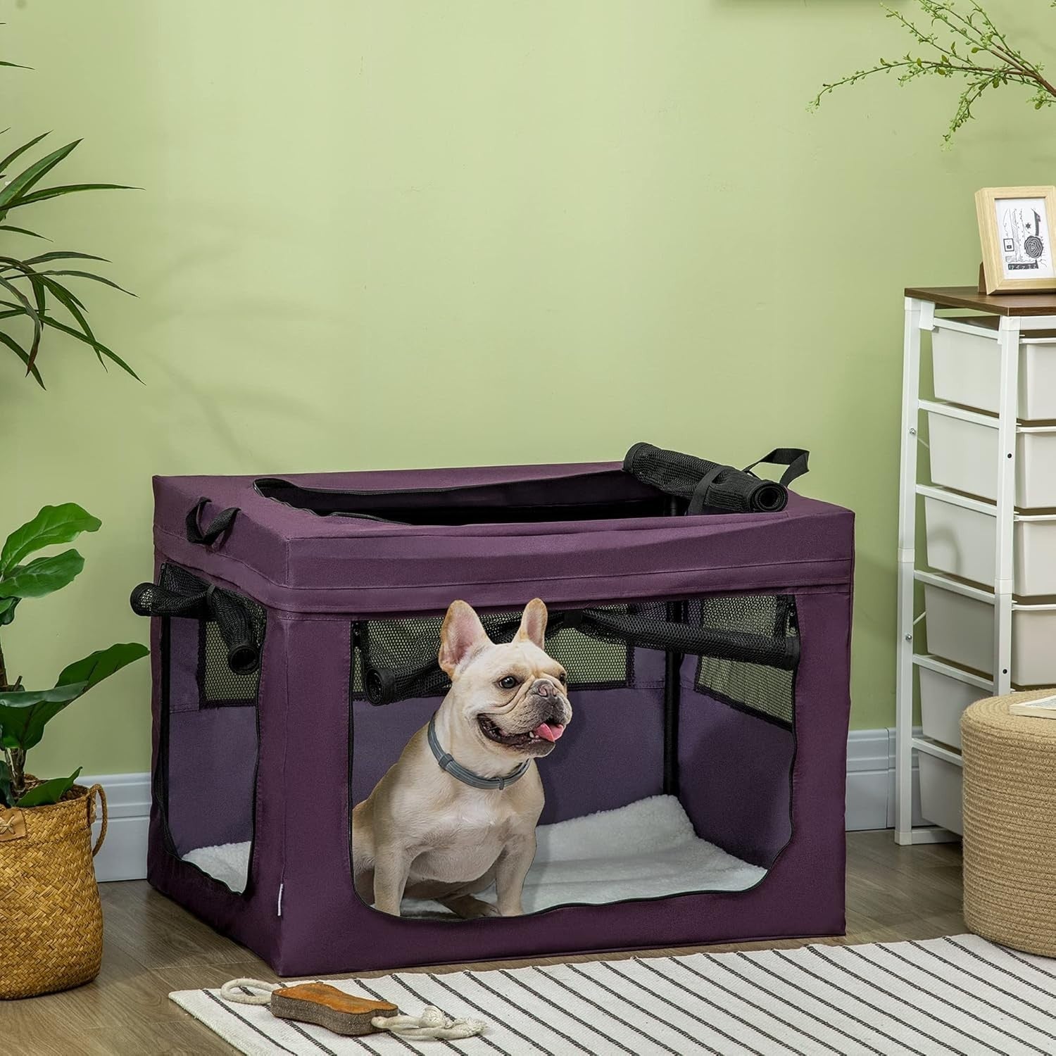 Soft Pet Carrier Crate with Cushion & Mesh Doors – Portable Travel Bag
