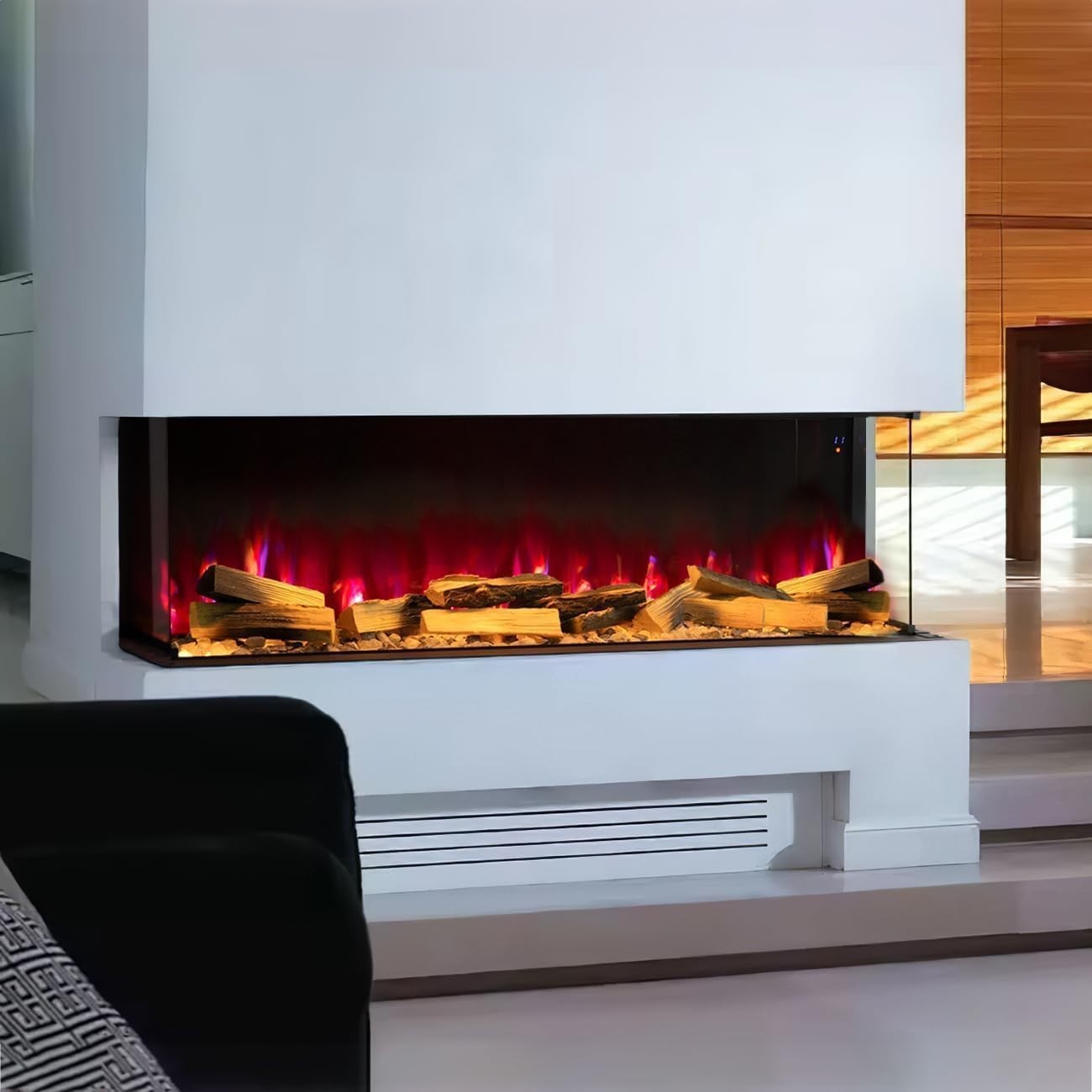 70” Wall Mounted Electric Fireplace Insert LED Flame Heater Remote App
