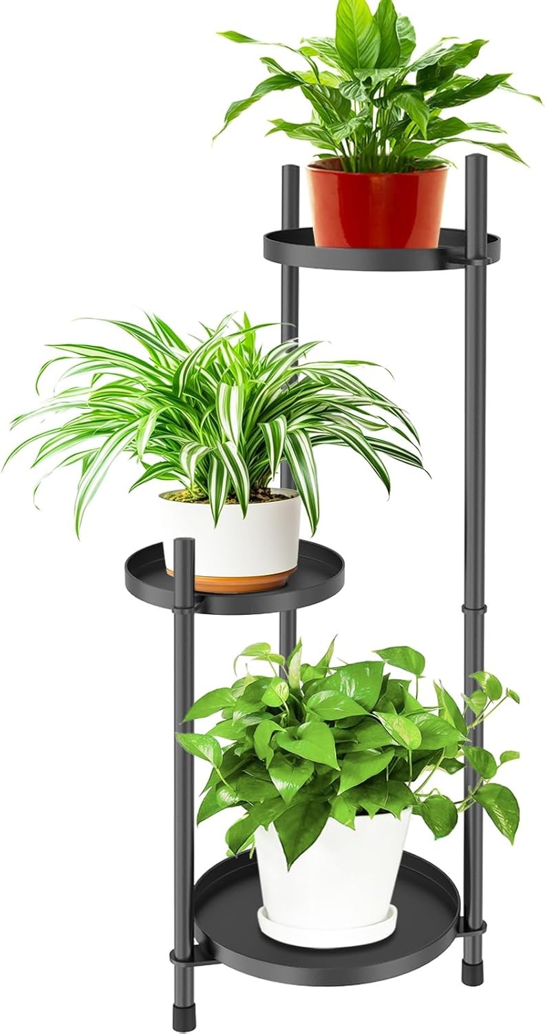 3 Tier Metal Plant Stand Indoor Outdoor Tall Corner Flower Pot Display Rack