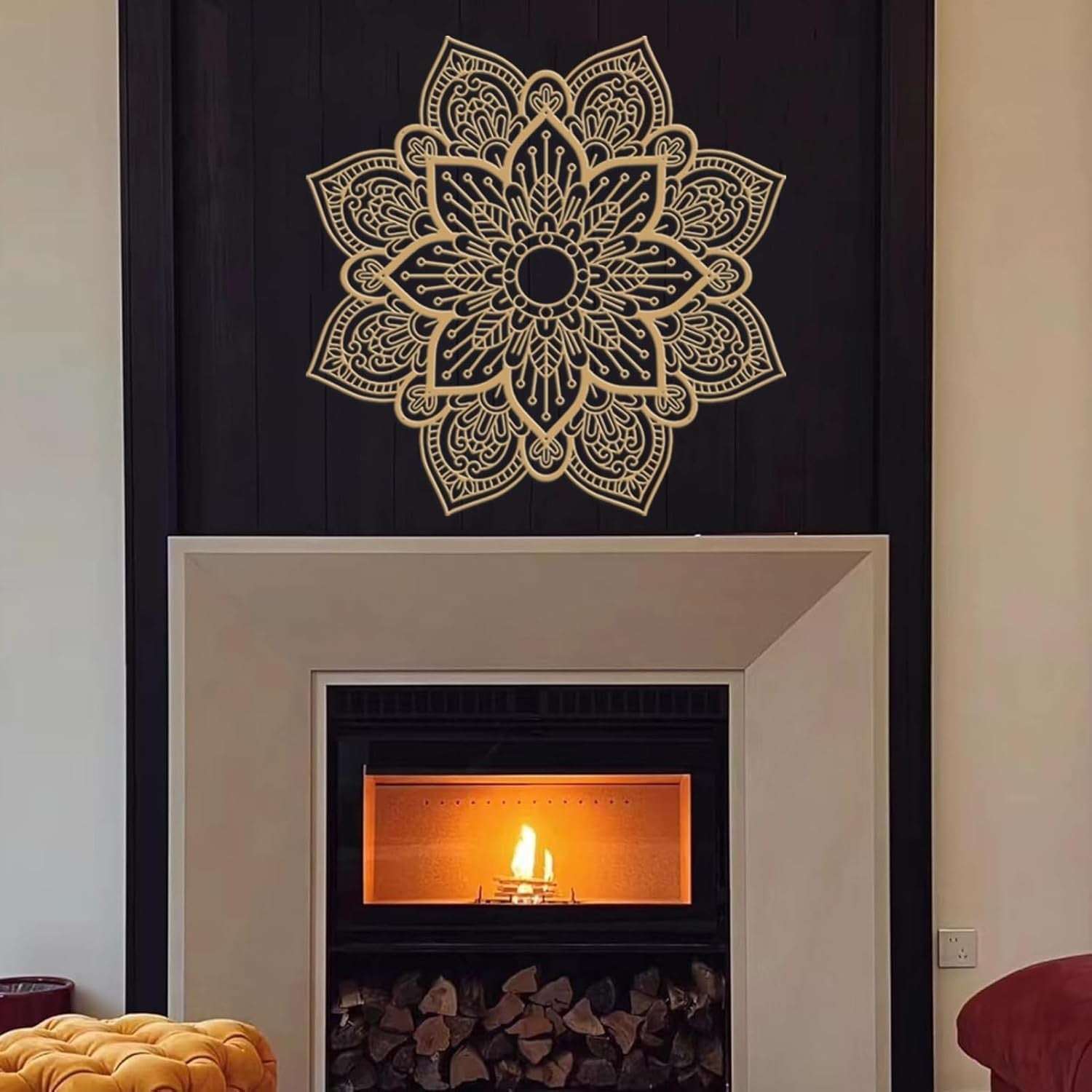 Gold Mandala Metal Wall Art 76x76cm 3D Floral