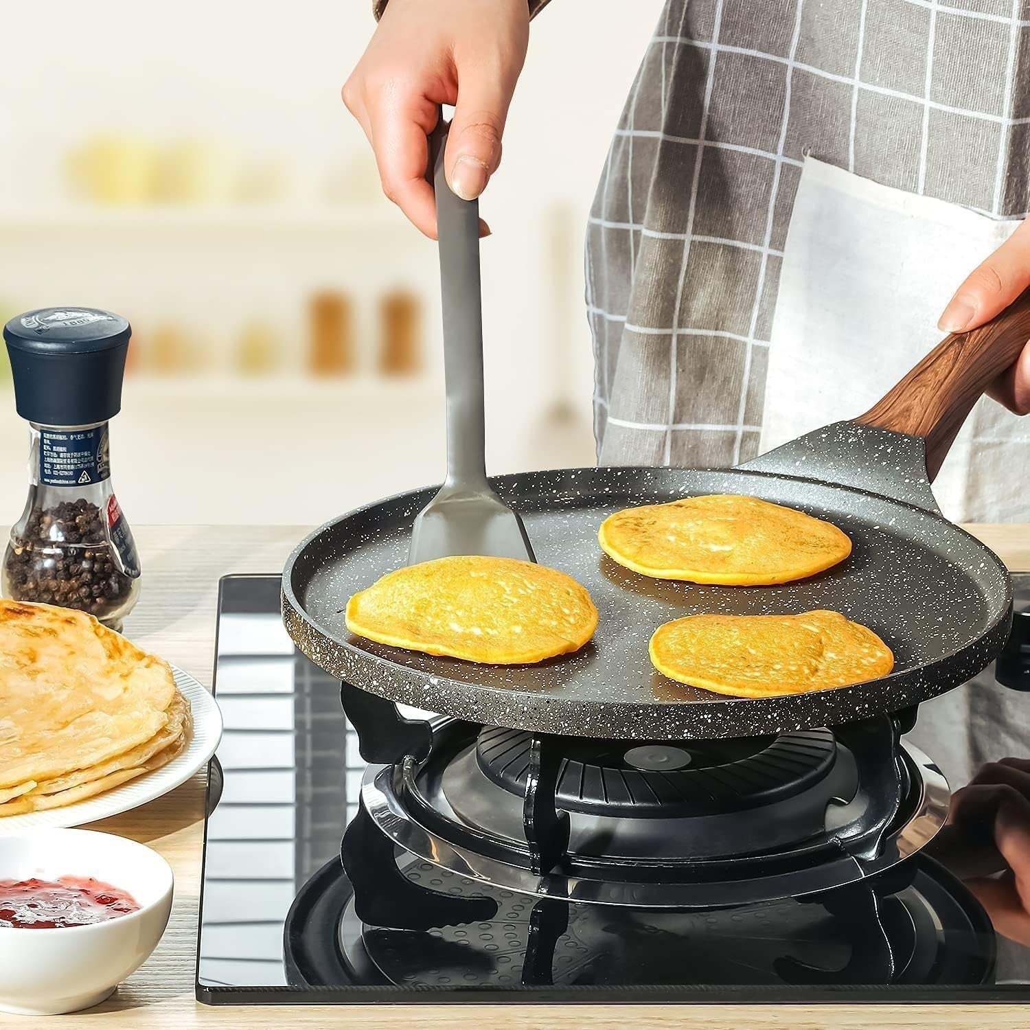Non-Stick 26cm Crepe Pan | Granite Coating Dosa Pancake Flat Skillet