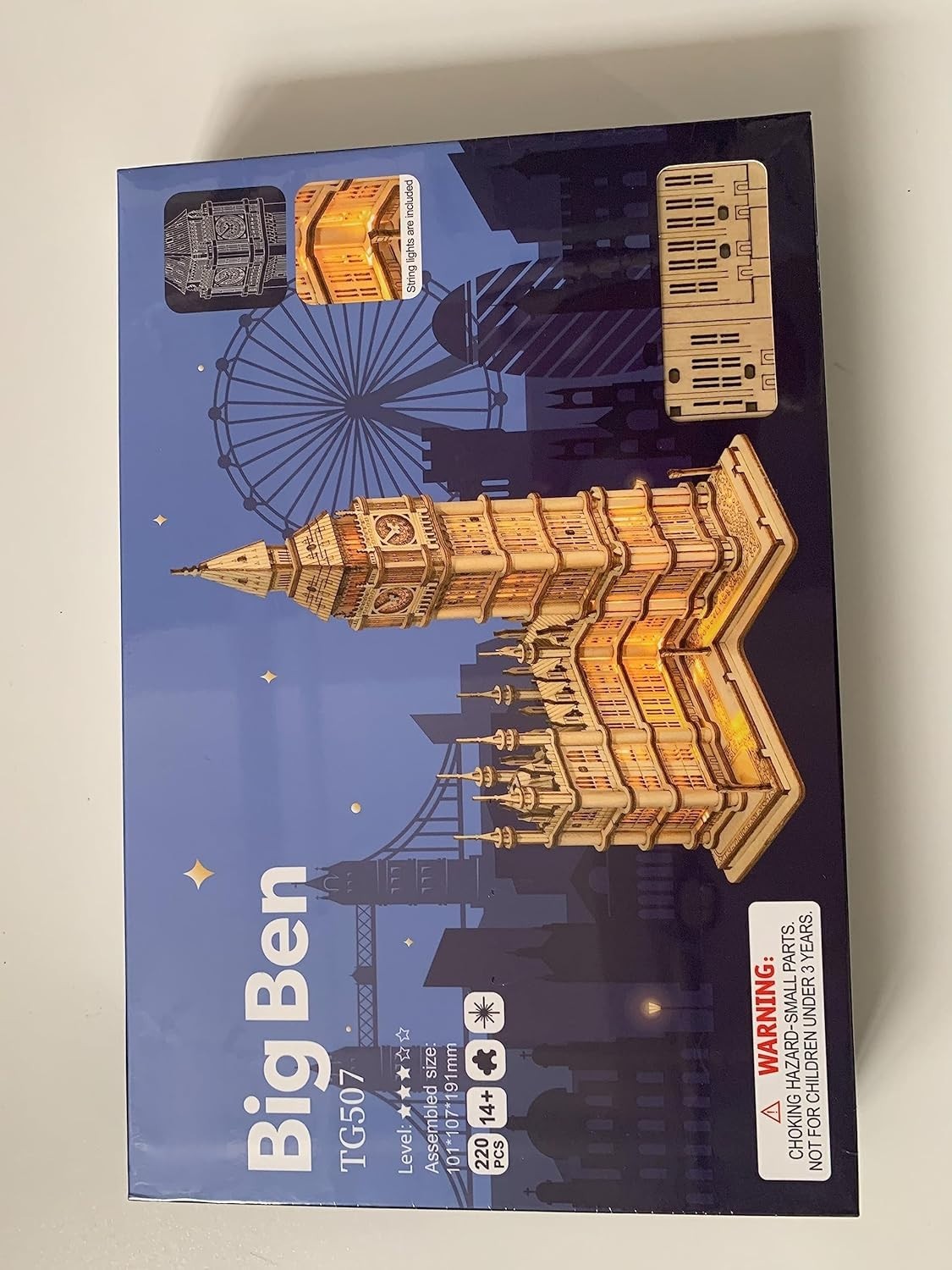 3D Wooden Big Ben Puzzle Model Kit – Laser Cut, Light-Up, Easy Build