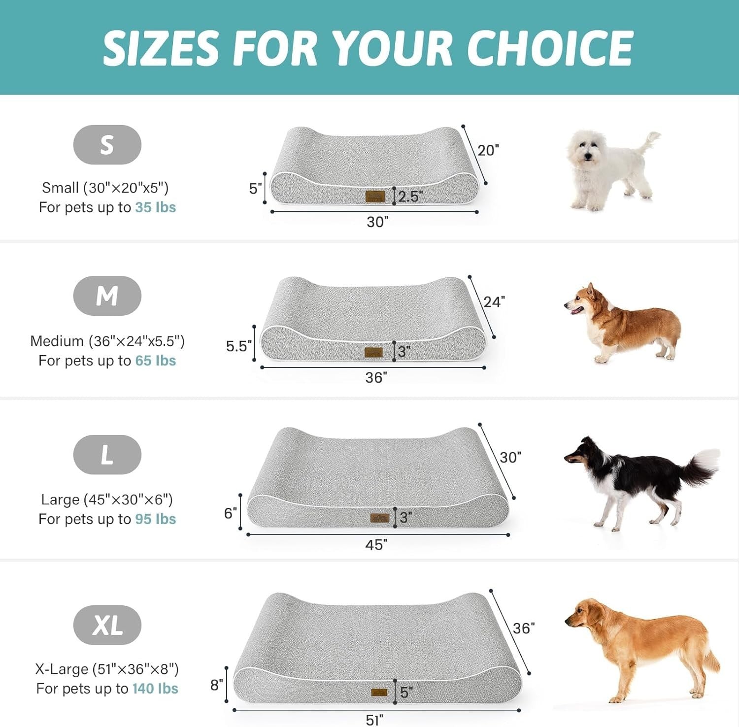 Large Orthopedic Dog Bed 114x76cm Memory Foam Washable