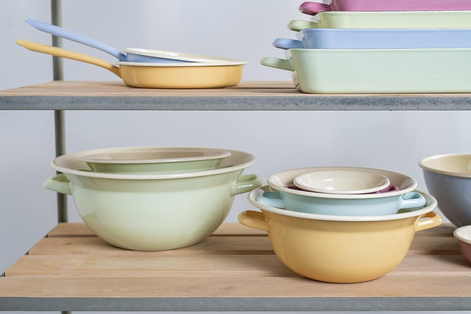 32cm Blue Enamel Bowl – Classic Double-Handle, Durable & Stylish