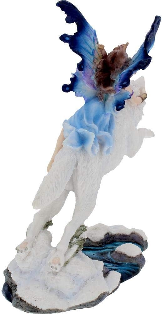 Free Spirit Fairy & White Wolf Figurine 31cm Fantasy Resin Ornament Home Decor