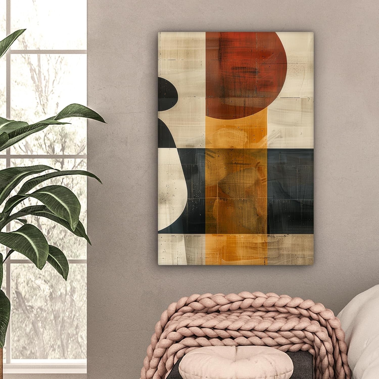 Abstract Canvas Wall Art 40x60cm Beige Industrial Modern Decor