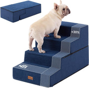 Extra‑Wide 4‑Step High‑Density Foam Pet Stairs 47 cm H – Non‑Slip Waterproof Ram
