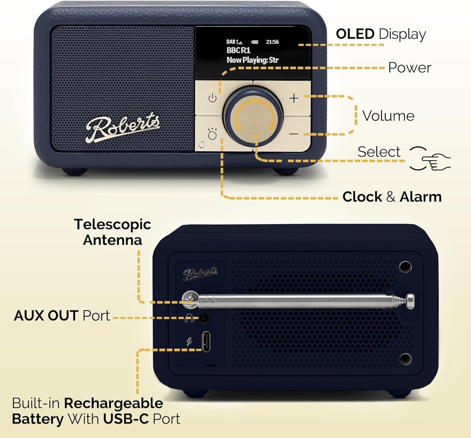 Portable FM DAB/DAB+ Digital Radio Bluetooth Speaker Midnight Blue