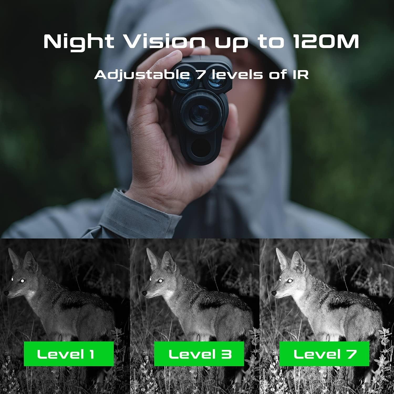 Night Vision Monocular Rangefinder 6X Infrared Compact Hunting Hiking