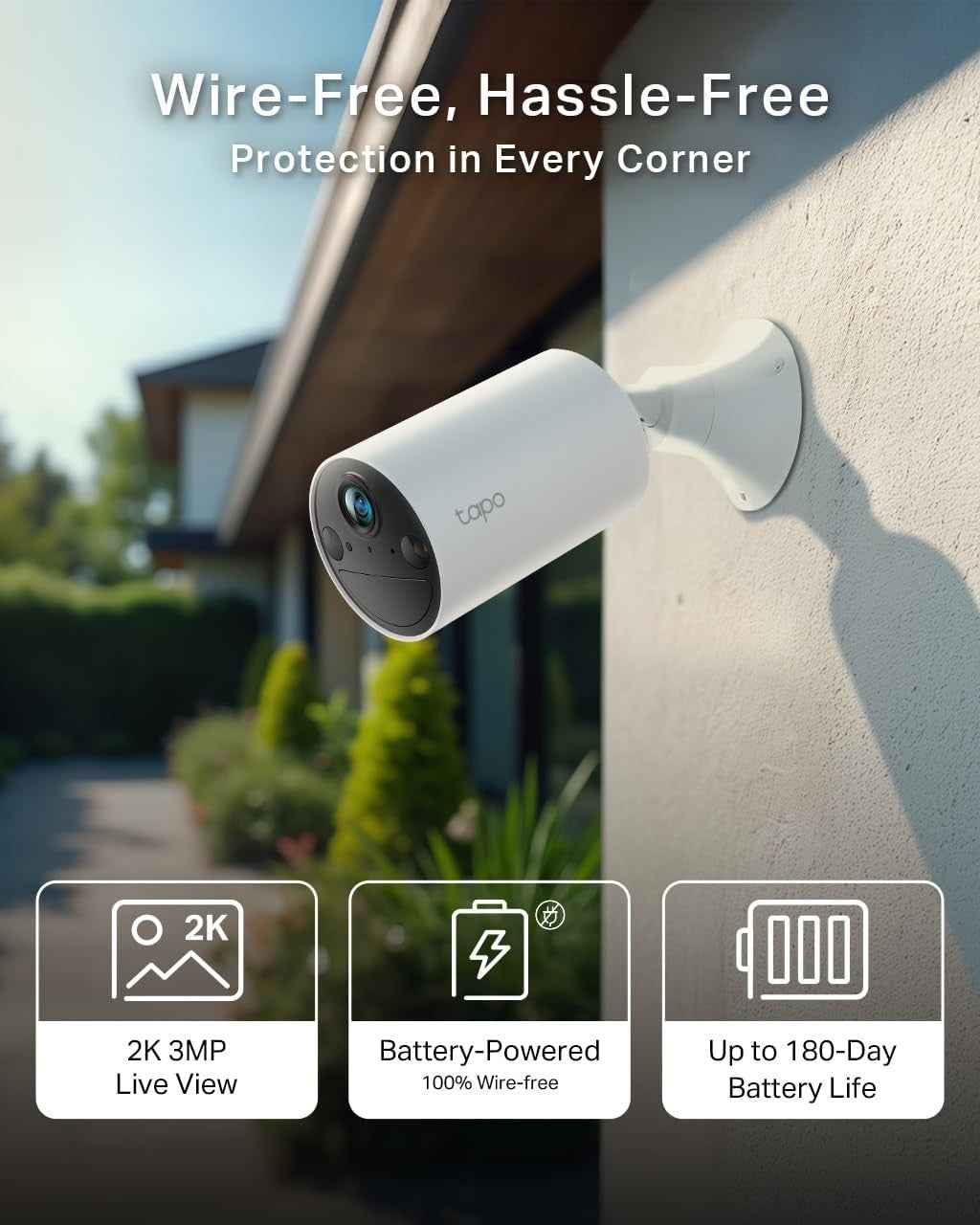 2K Wireless Security Camera Outdoor Battery CCTV AI Night Vision IP65